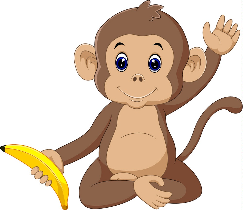 バナナを持ったかわいい猿のイラスト イラスト