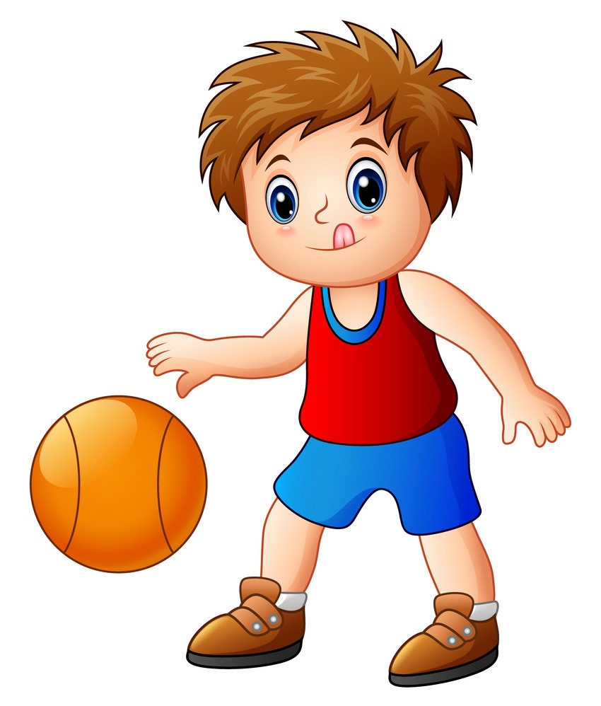 バスケットボールのボールのイラストを持つ少年 イラスト