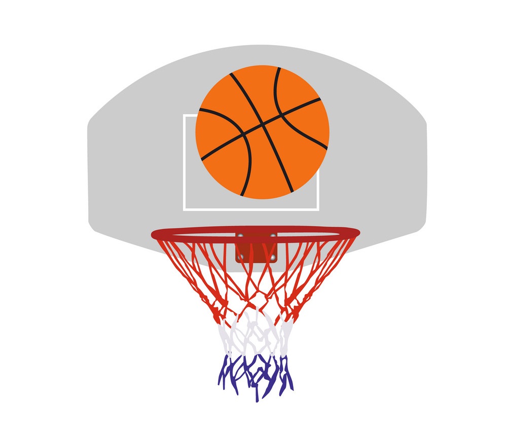 バスケットボールのボールとバスケットのイラスト イラスト