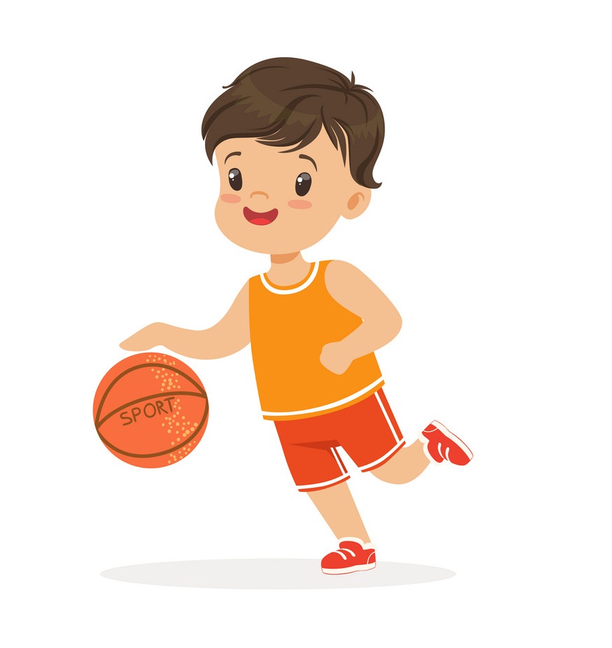 バスケットボールのイラストをプレイする小さな男の子 イラスト