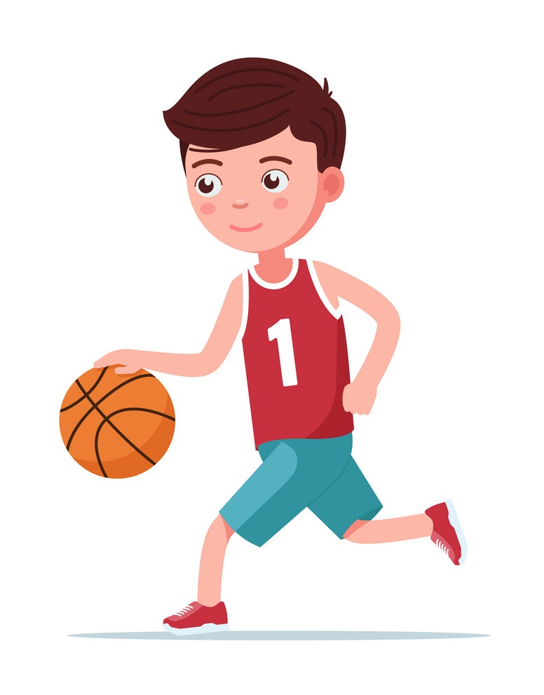 バスケットボールをしている少年のイラスト イラスト