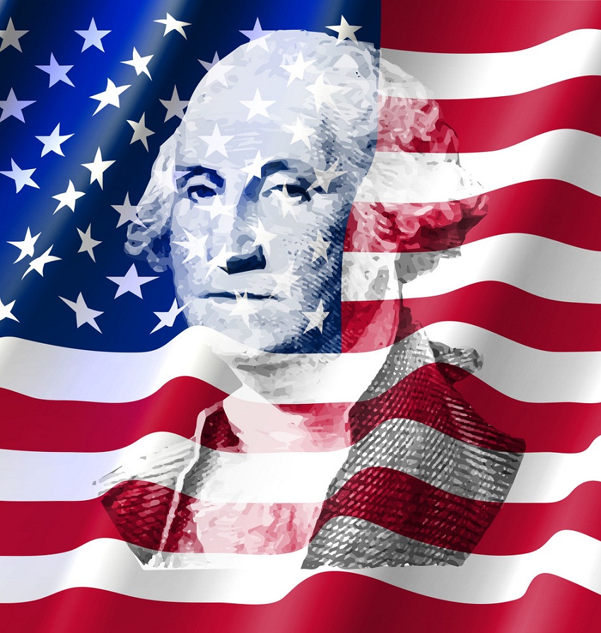 米国旗のジョージ・ワシントンのイラスト