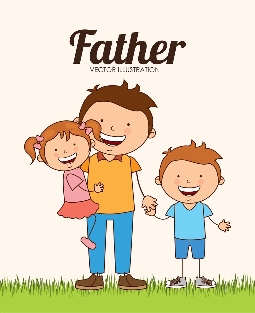 父親と小さな子供たちのイラスト イラスト