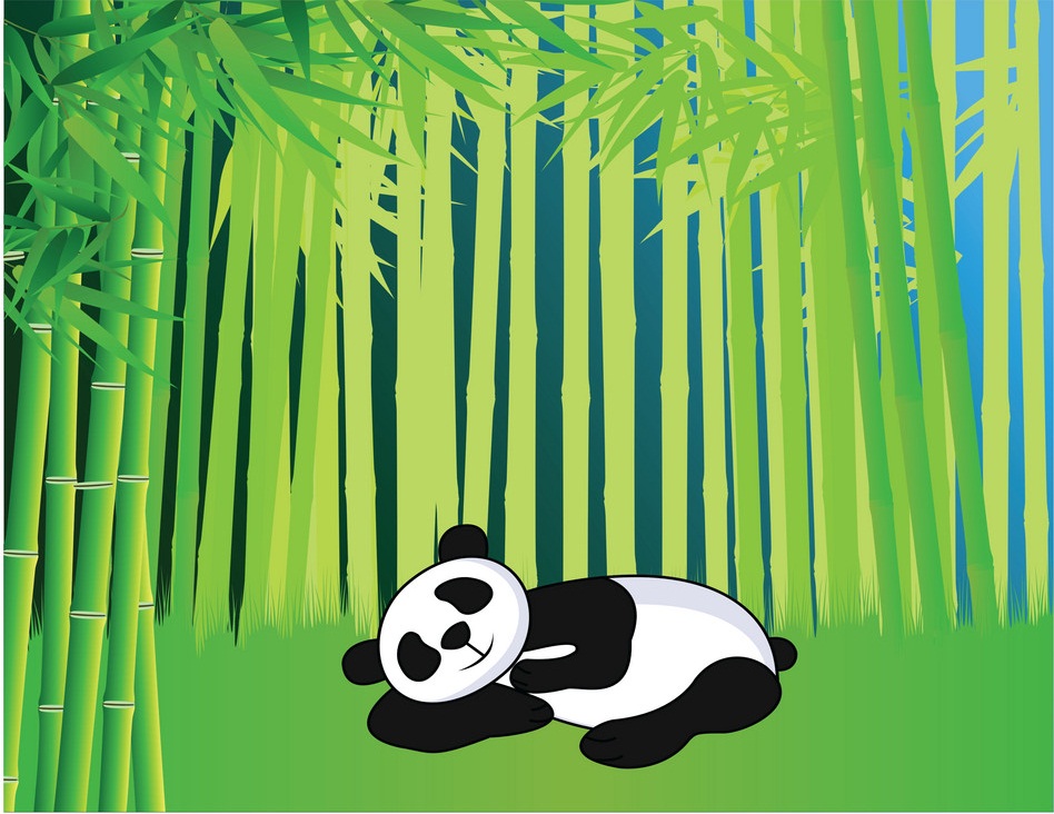 竹林で寝ているパンダのイラスト イラスト