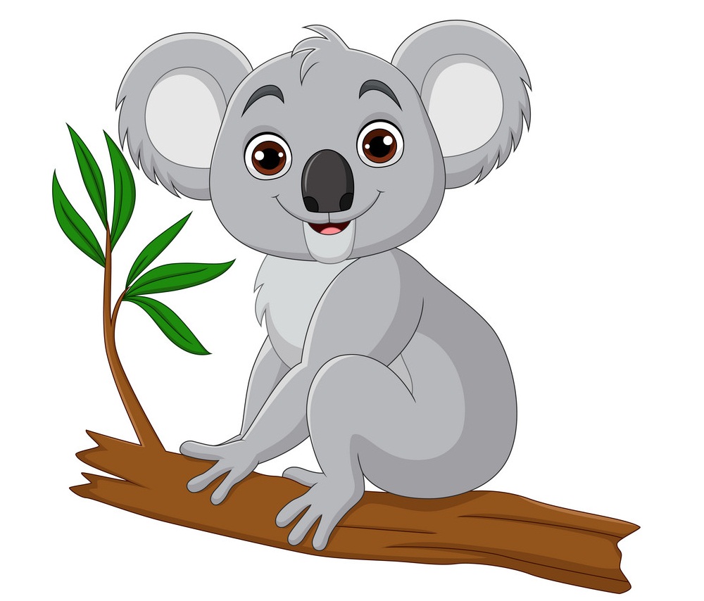 枝に座って幸せなコアラのイラスト