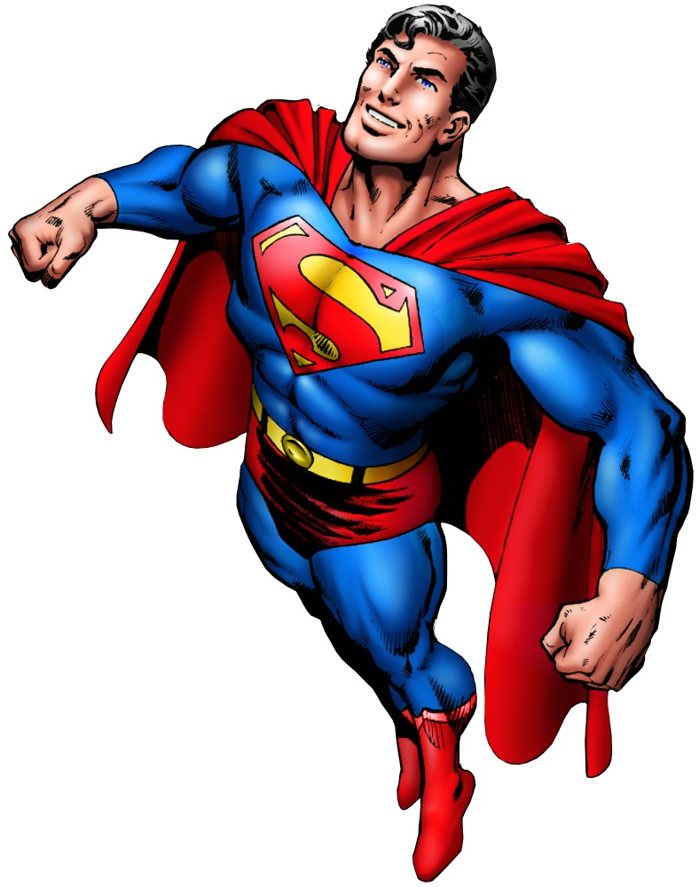 笑顔で飛び上がるスーパーマンのイラスト イラスト