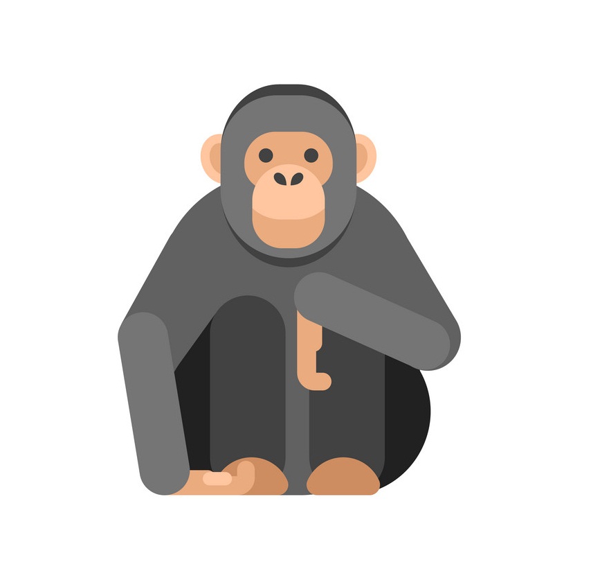 フラットなデザインに座っている猿のイラスト イラスト