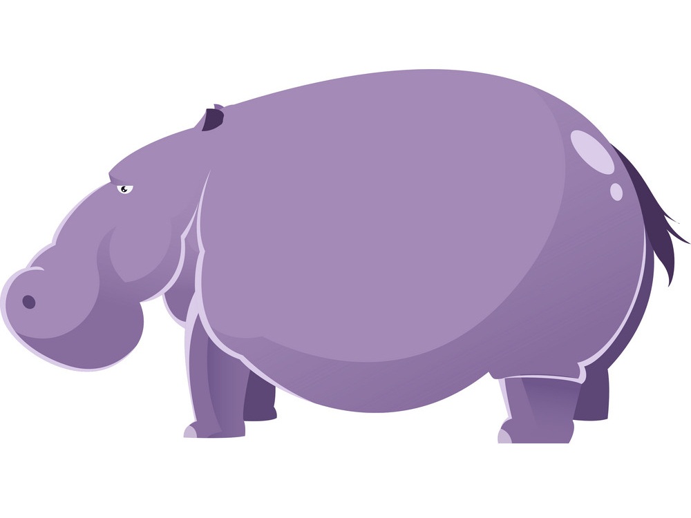 太った紫色のカバのイラスト