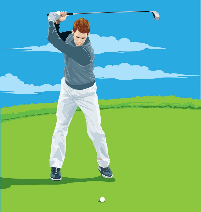 ゴルフをしている男性のイラスト イラスト
