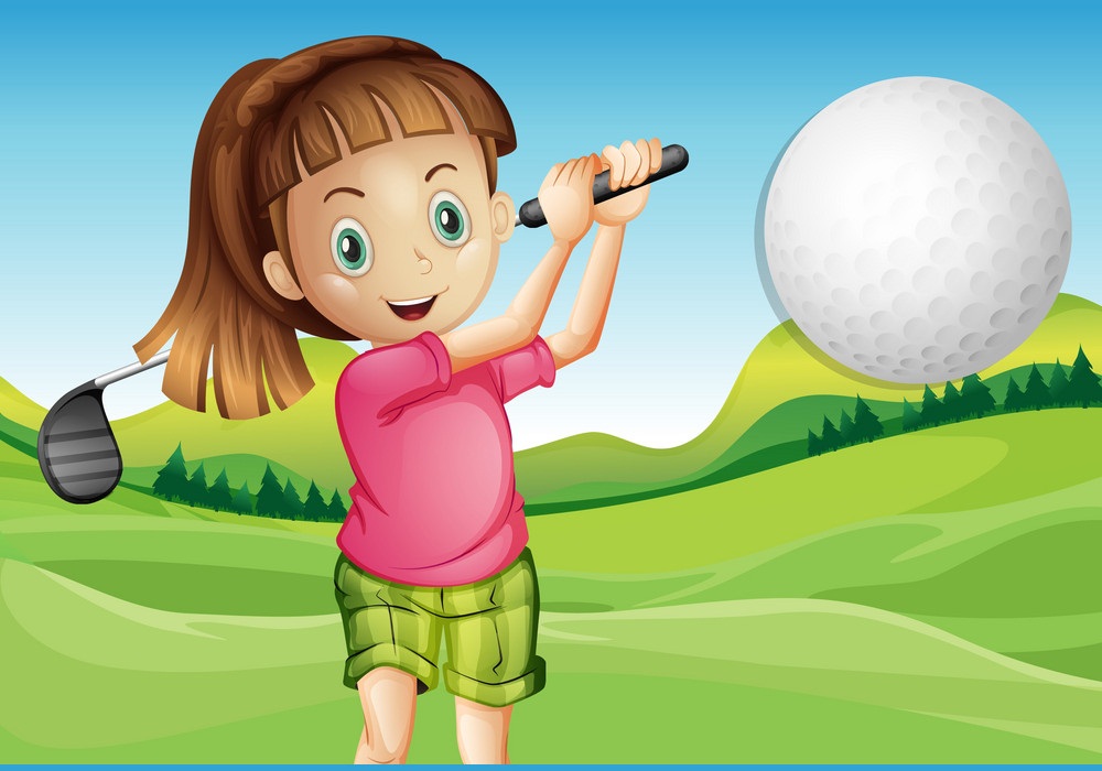 ゴルフをしている女の子のイラスト