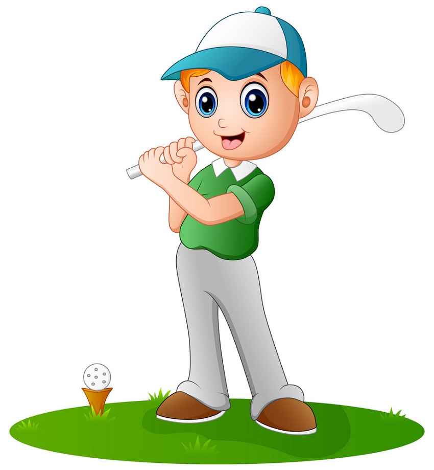 ゴルフをしている男の子のイラスト イラスト