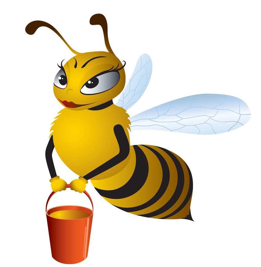 蜂蜜バケツを持つ女性蜂のイラスト