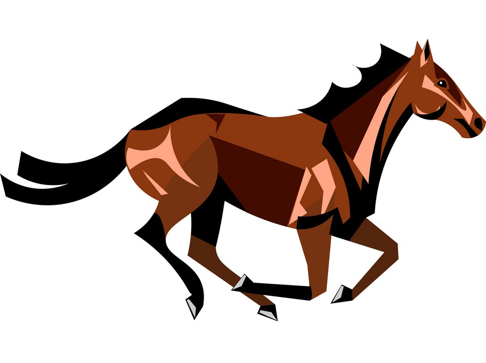 走っている茶色の馬のイラスト