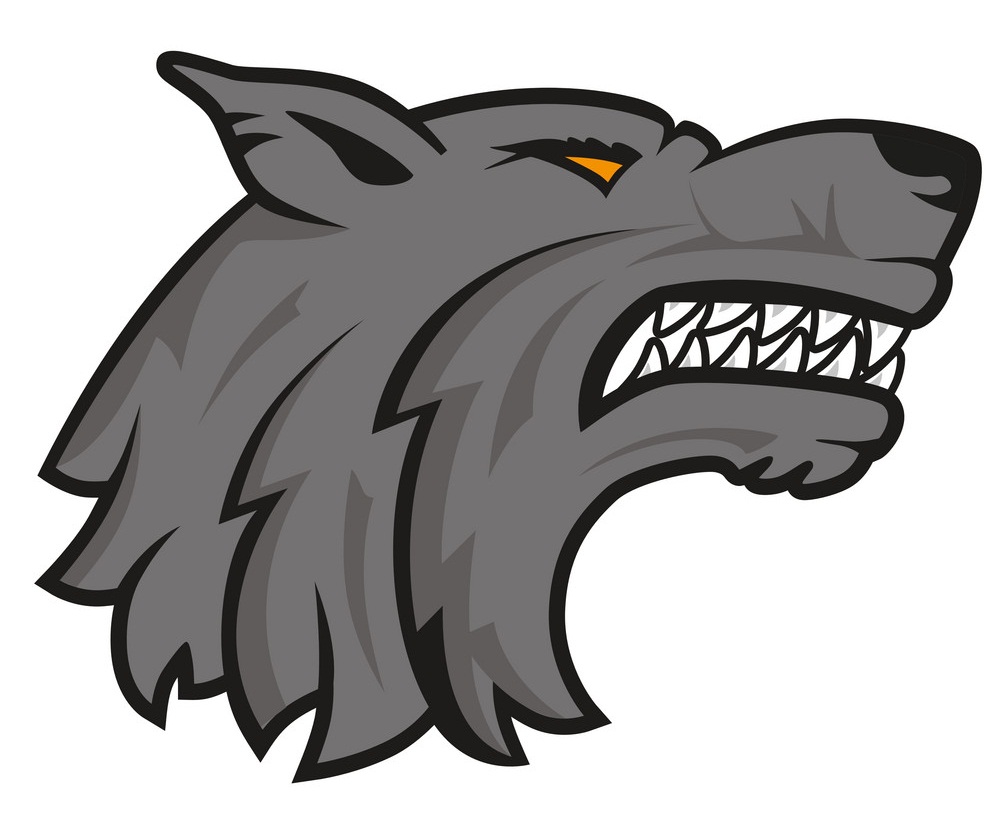 怒っているオオカミの頭のロゴイラスト イラスト