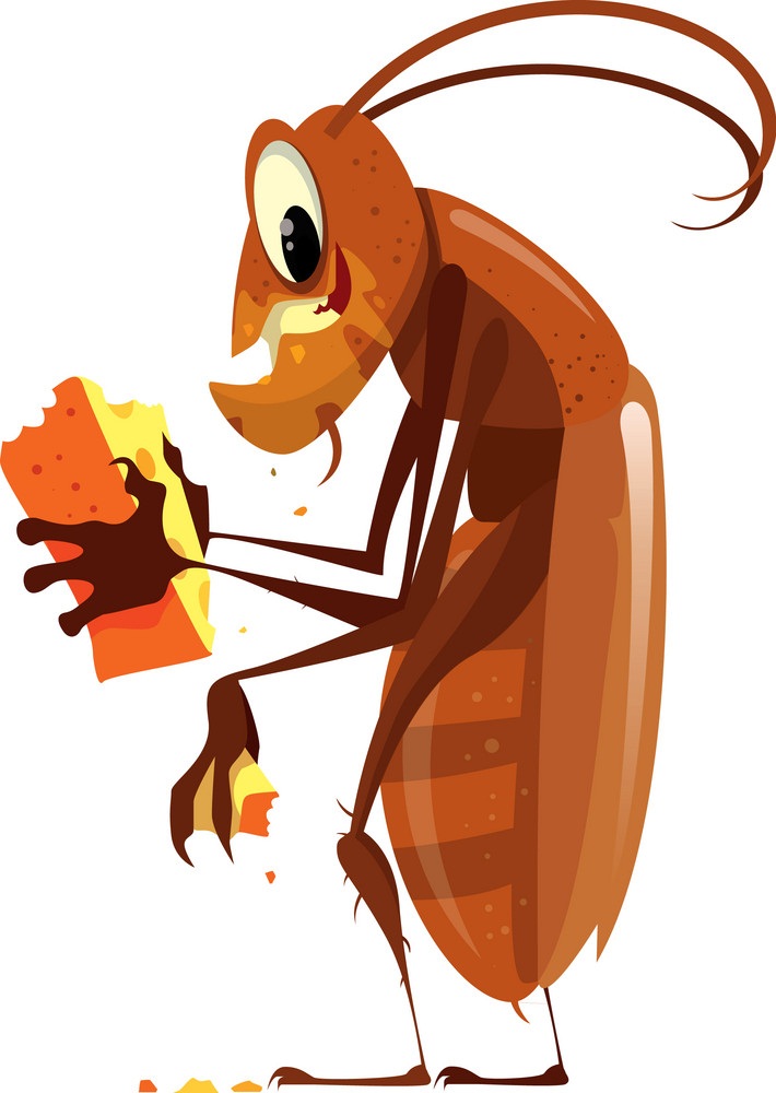 イラスト漫画ゴキブリがチーズを食べる