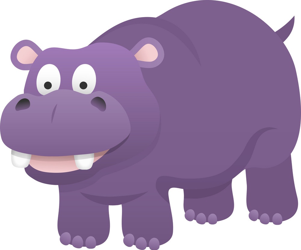 イラスト紫色のカバの笑顔