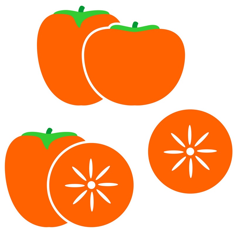 イラストの柿の果実のロゴ イラスト