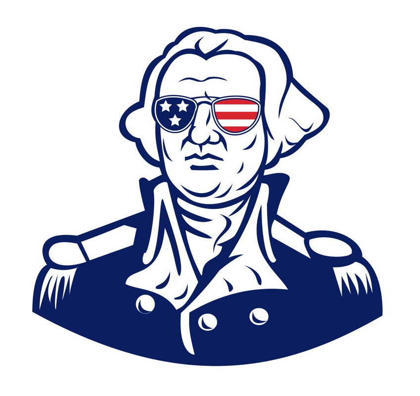イラストワシントンはサングラスをかけている米国旗