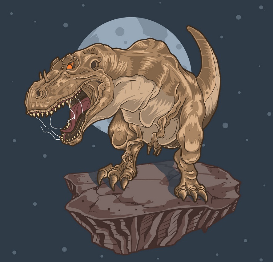 岩の上のティラノサウルスのイラスト イラスト
