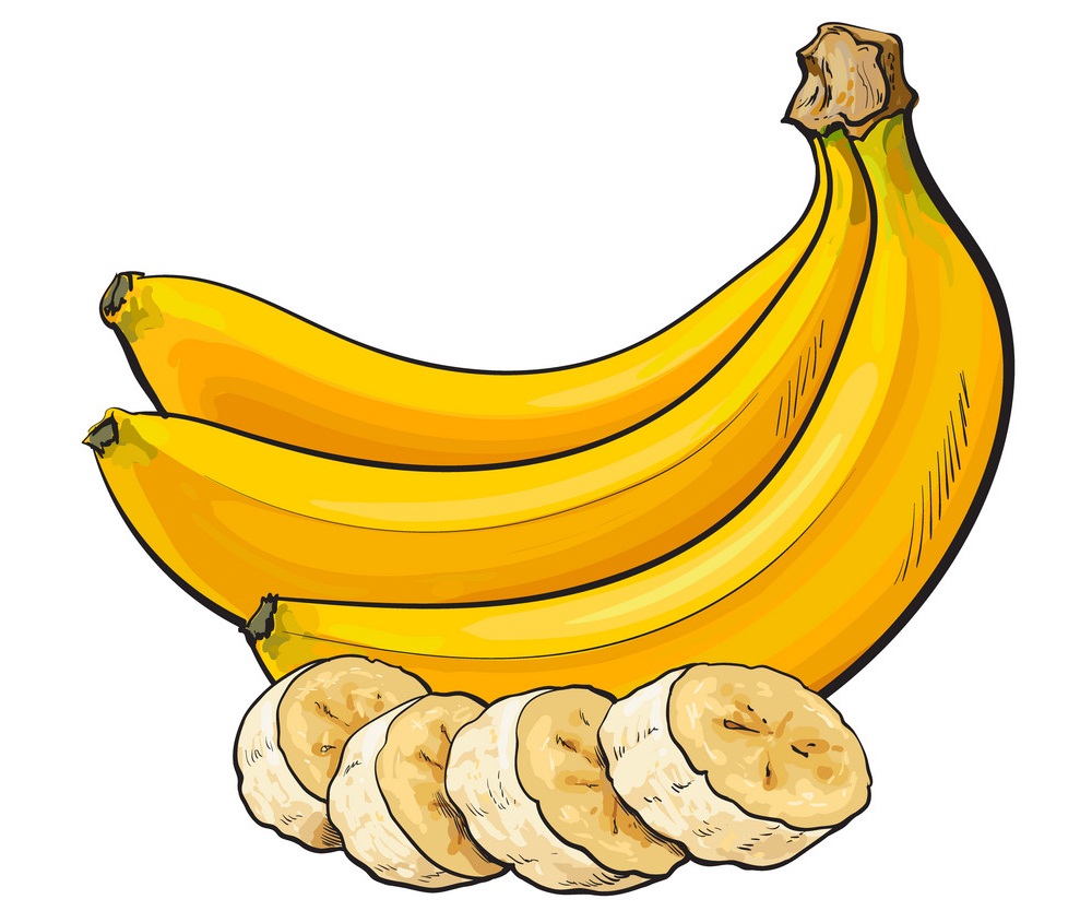熟したバナナの束とスライスのイラスト イラスト