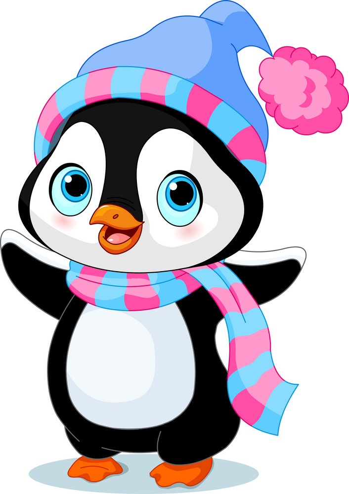 かわいい冬のペンギンのイラスト