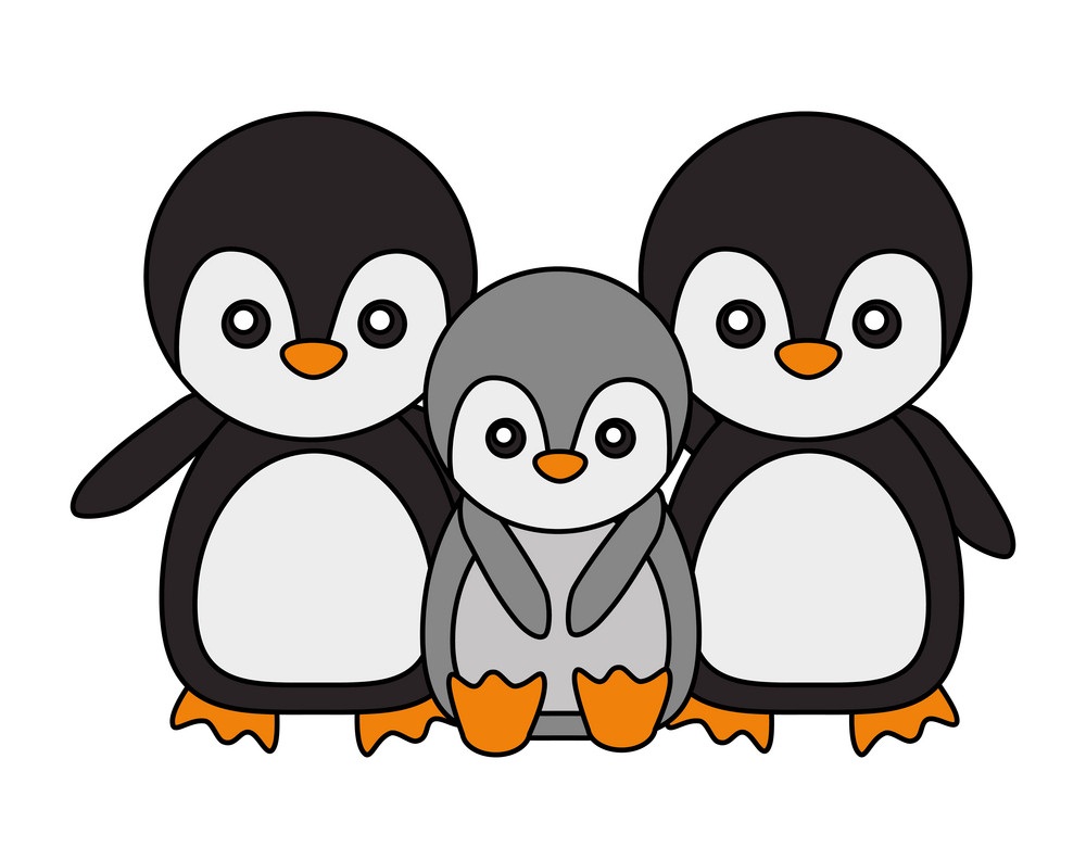 かわいいペンギンの家族のイラスト イラスト