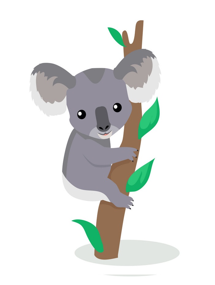 木の枝に乗っている愛らしいコアラのイラスト
