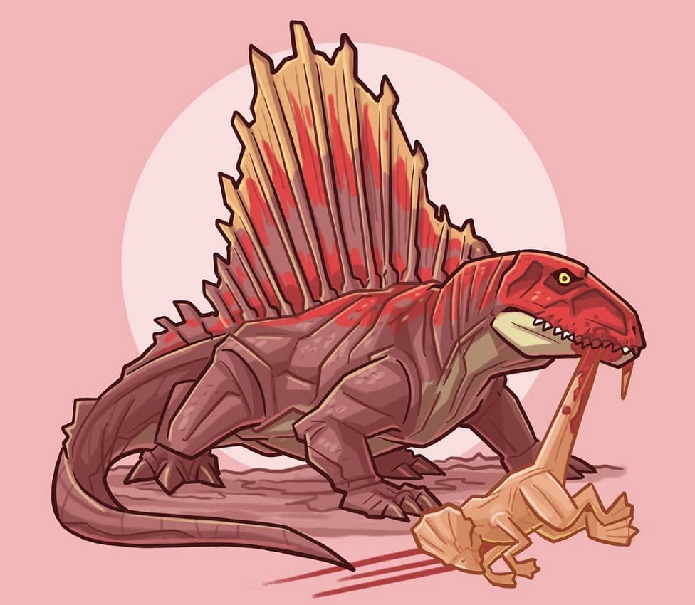 恐竜ディメトロドン食べるイラスト イラスト