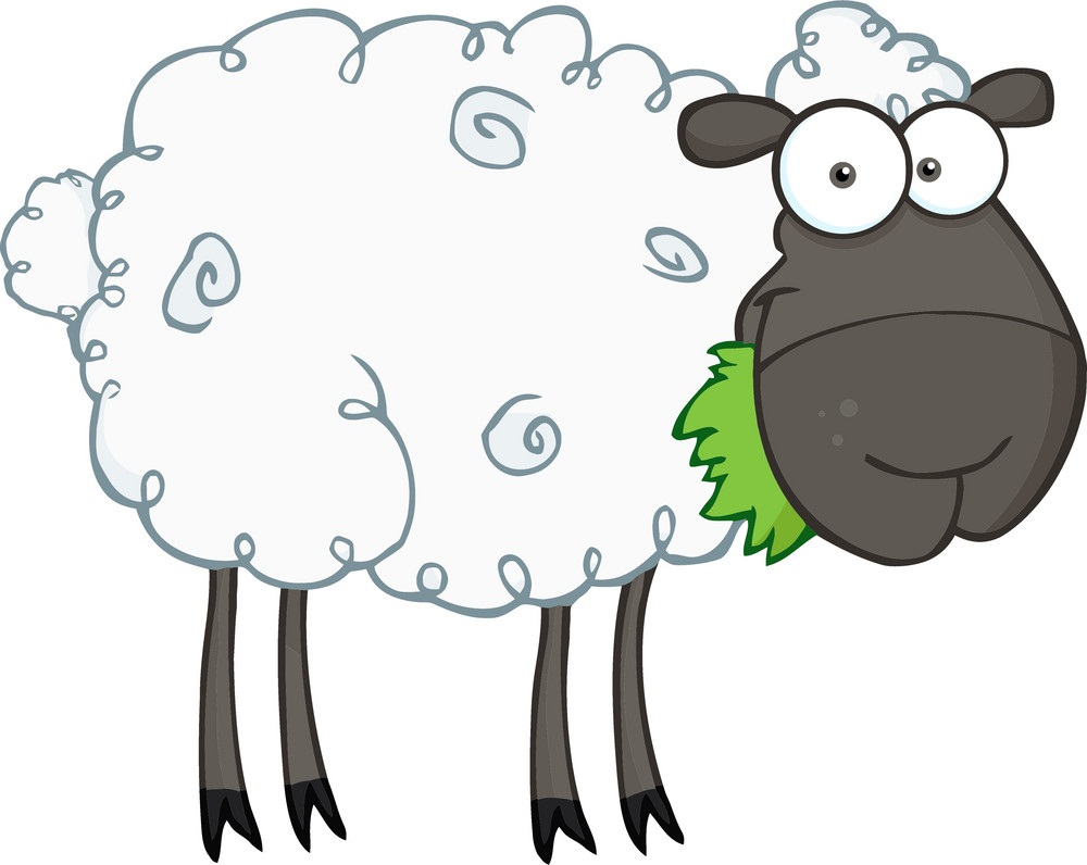 漫画の羊が草を食べるイラスト イラスト