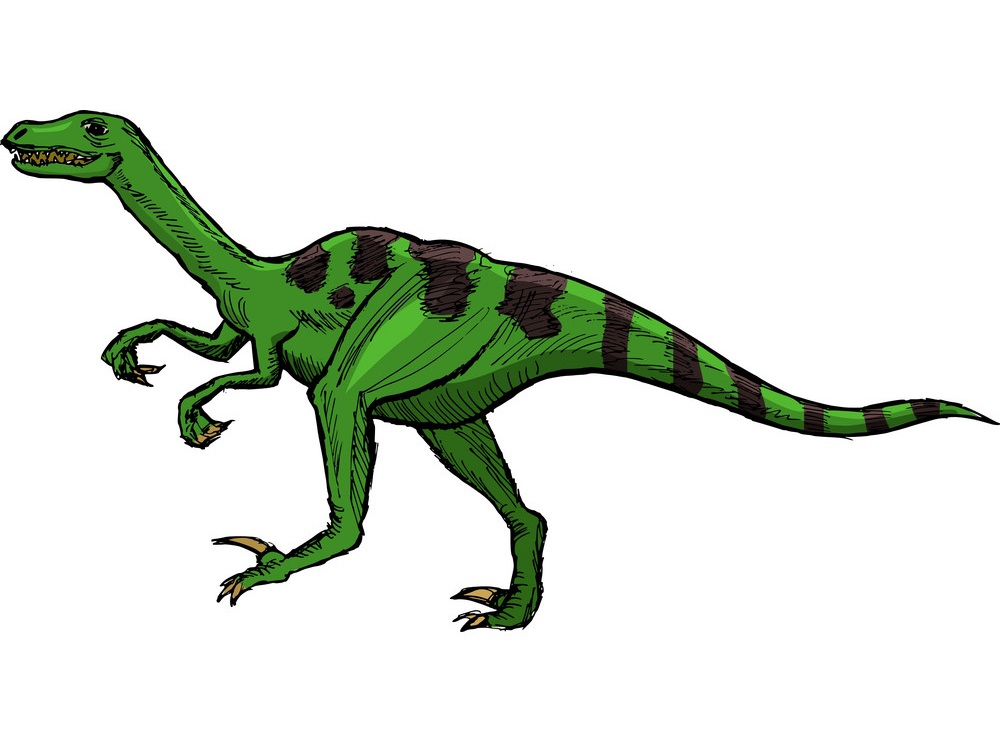 緑のヴェロキラプトル恐竜のイラスト イラスト