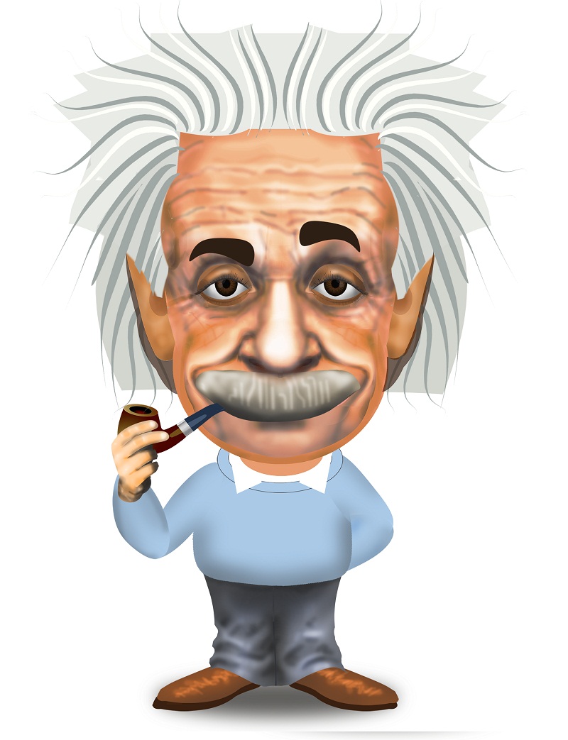 パイプを吸うアルバート・アインシュタインのイラスト