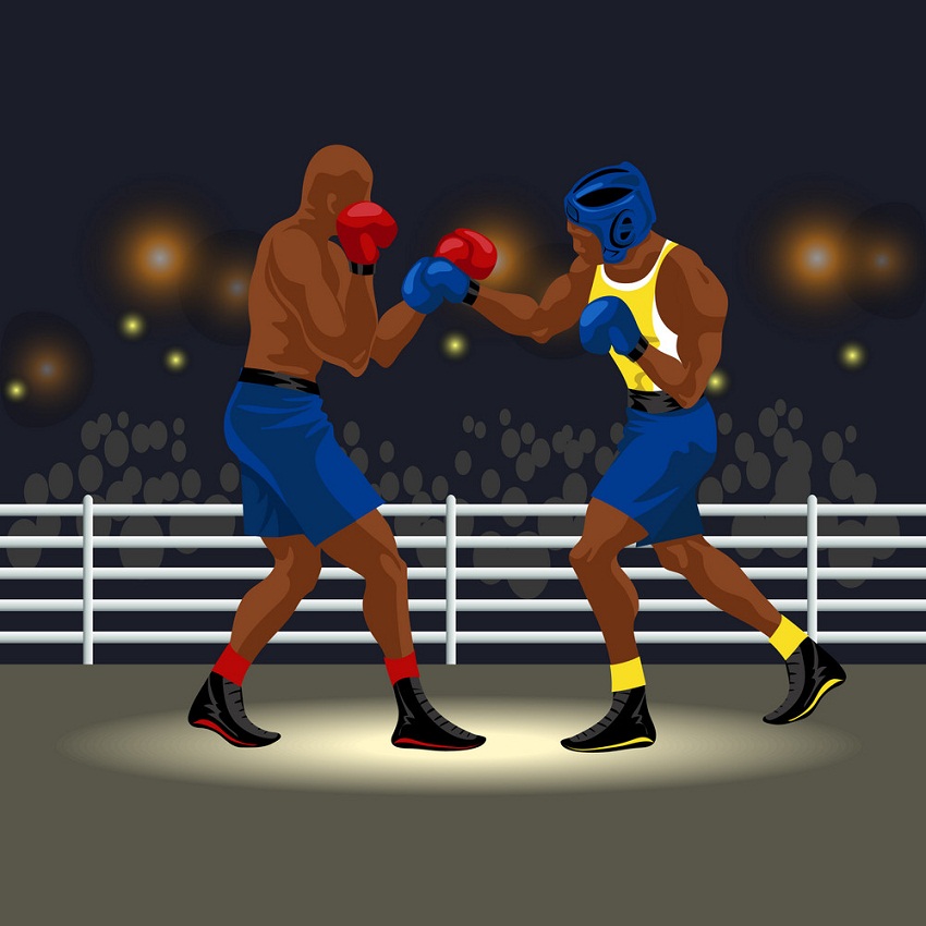 リングでのボクシングの試合のイラスト イラスト