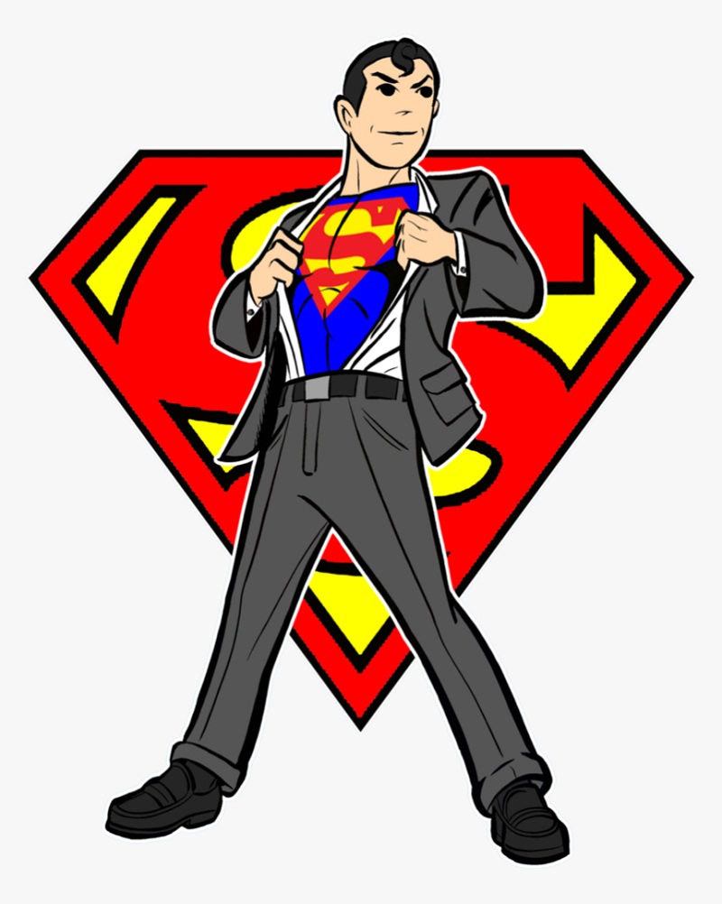 スーツを脱ぐスーパーマンのイラスト イラスト
