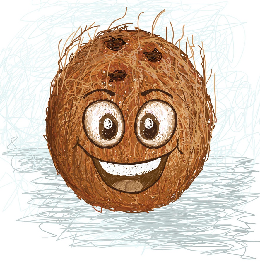 幸せなココナッツのイラスト イラスト