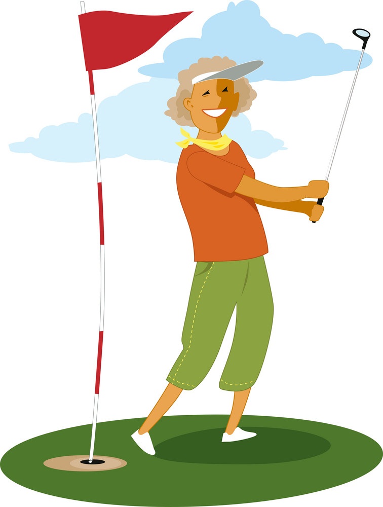 シニア女子ゴルファーのイラスト イラスト