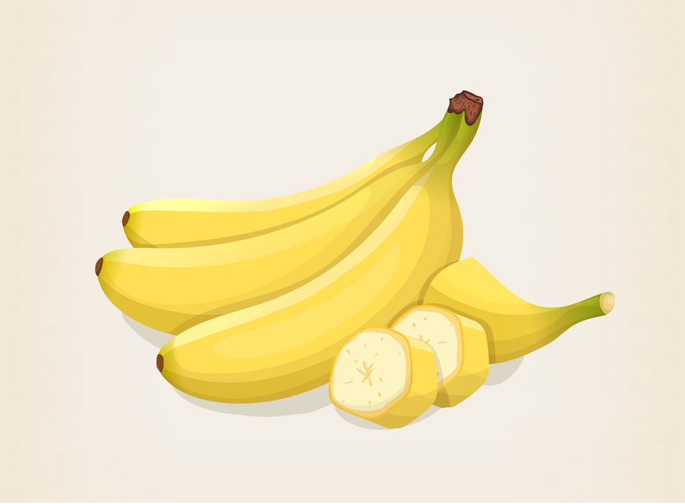新鮮なバナナの束とスライスのイラスト イラスト