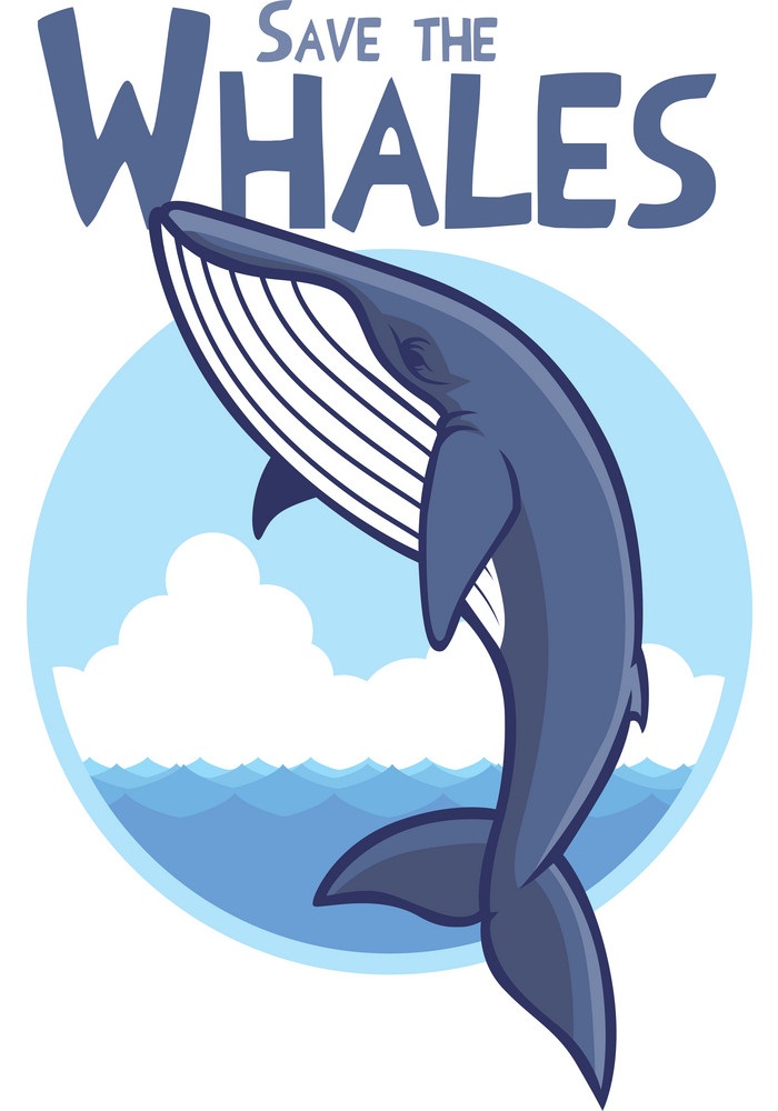 シロナガスクジラのイラストを使用してクジラのロゴを保存します イラスト