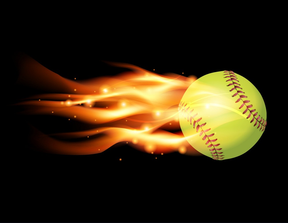 ソフトボールのボールが燃えている イラスト