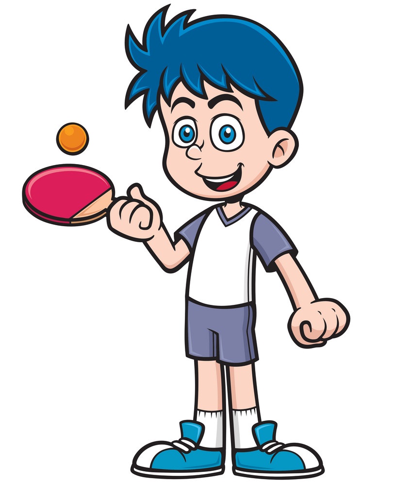 卓球をしている笑顔の子供のイラスト