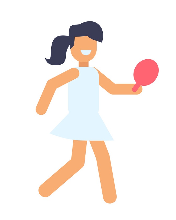 卓球をしている女の子のイラスト アイコン