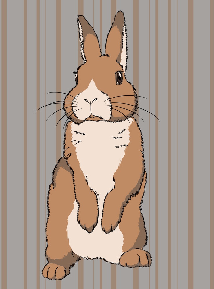 立っている茶色のウサギのイラスト イラスト