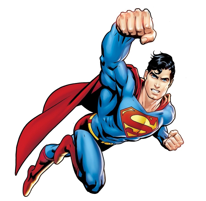 強いスーパーマンが飛んでいるイラスト イラスト