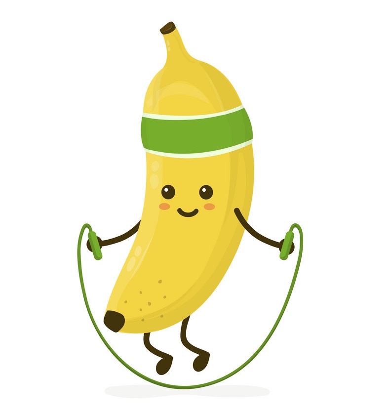 運動をしている漫画バナナのイラスト イラスト