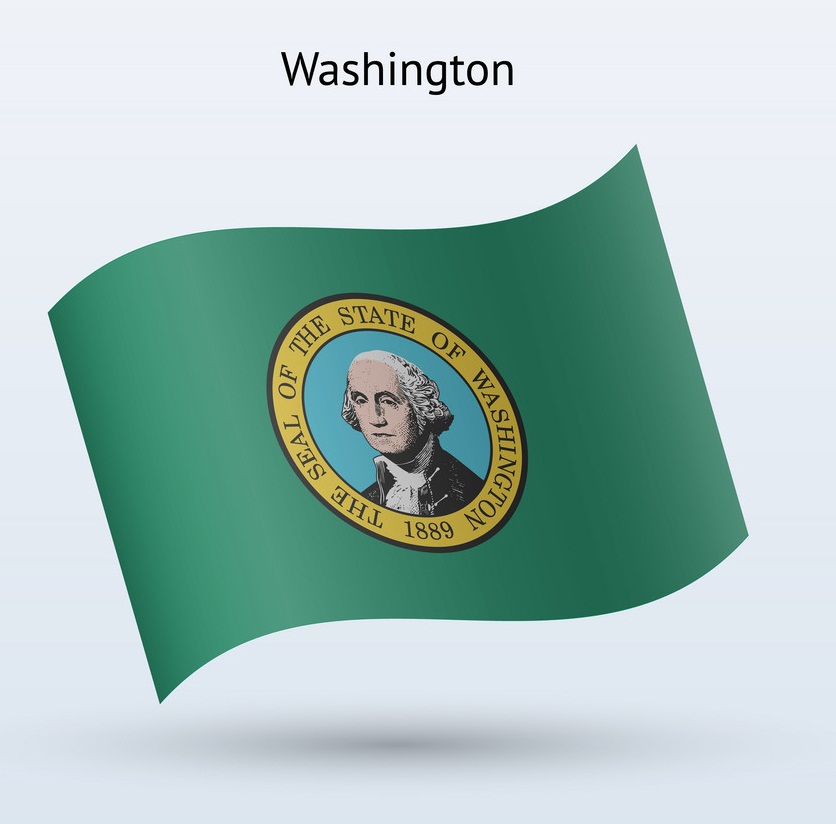 ワシントン州の旗を振っているイラスト