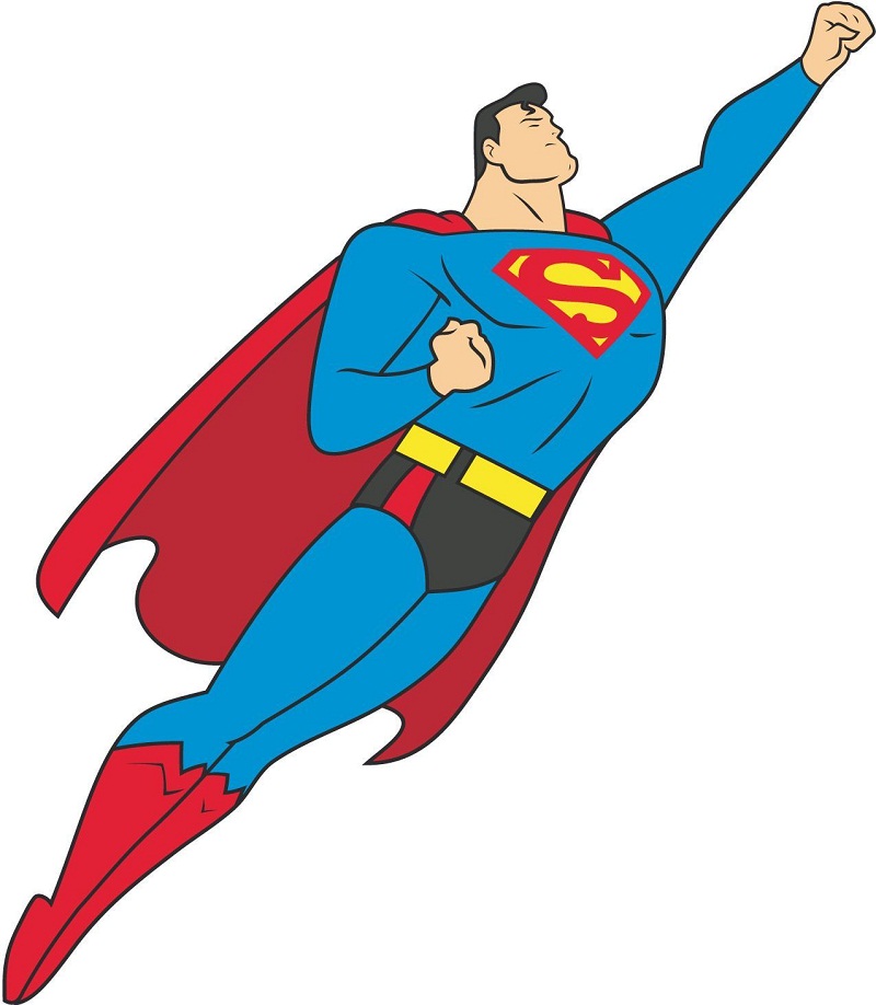 より高く飛んでいるスーパーマンのイラスト