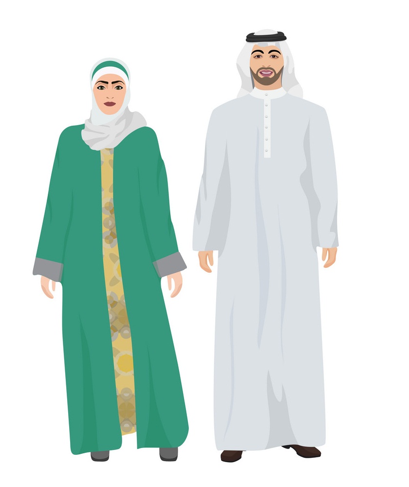 雪解けのアラビア人男性と女性のイラスト 1