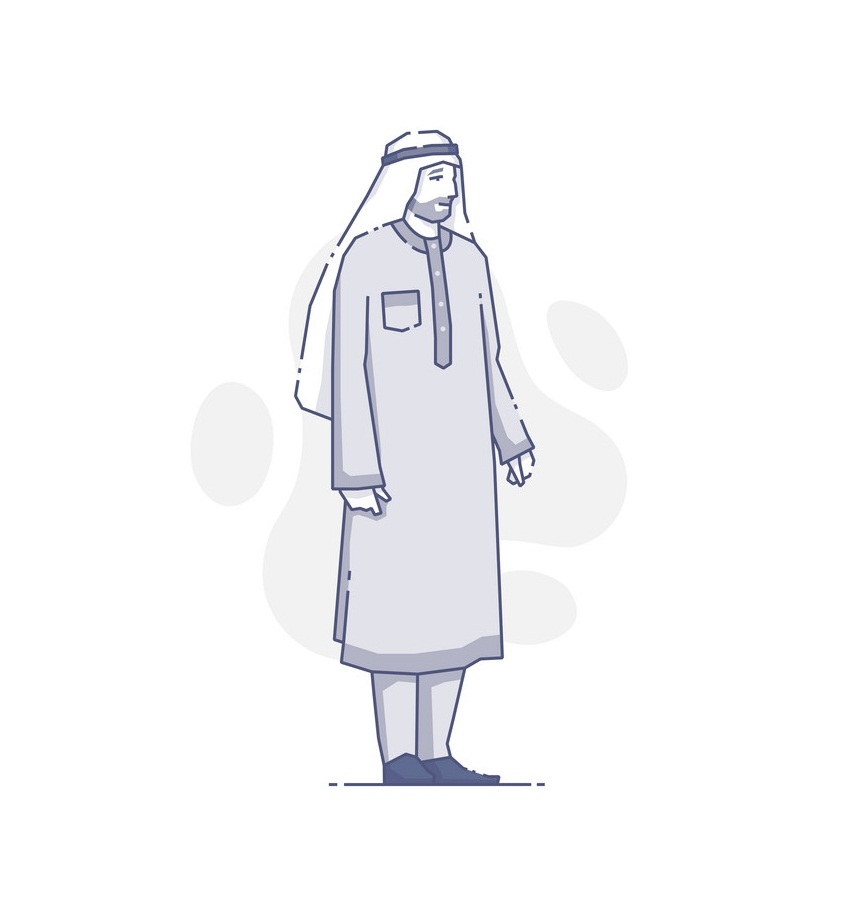 雪解けの中のアラビア人男性のイラスト イラスト