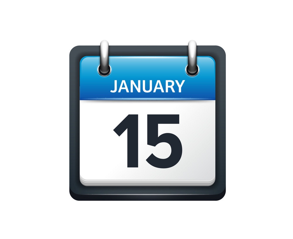 1 月 15 日カレンダー アイコン フラットのイラスト イラスト