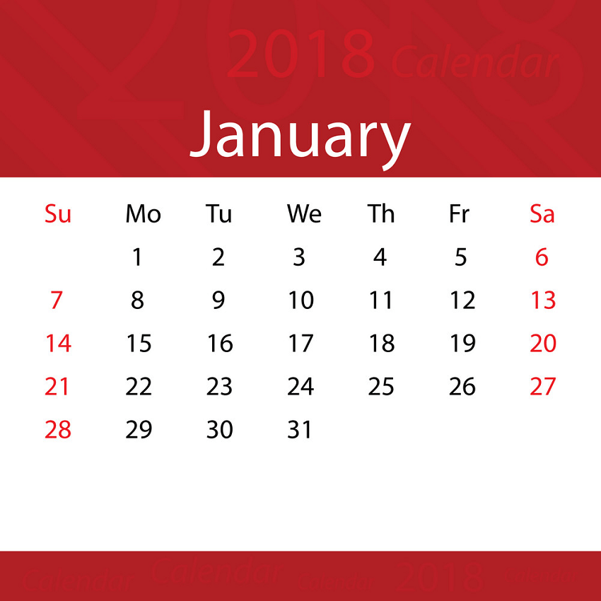 2018年1月カレンダーpngのイラスト イラスト
