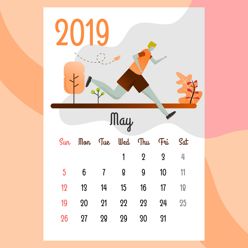 2019年5月カレンダーのイラストpng